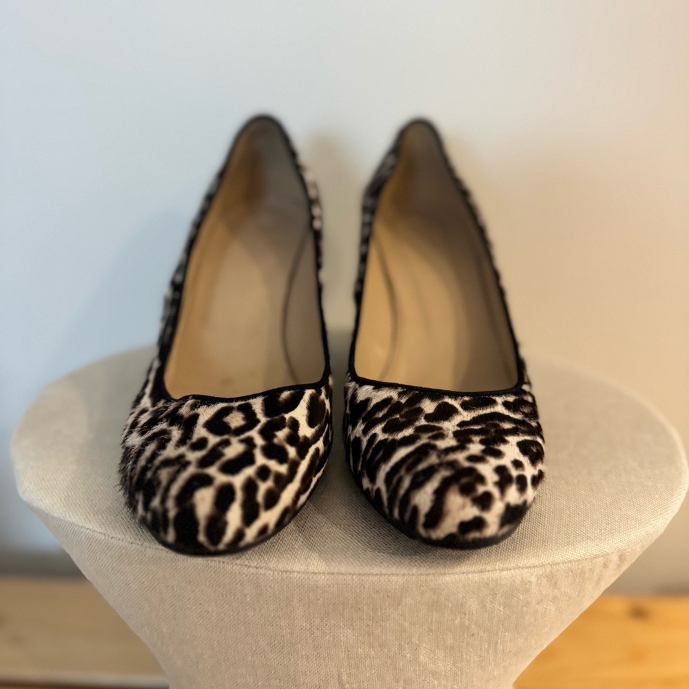 J. Crew Leopard Print Wedge Flats in Black and Cream